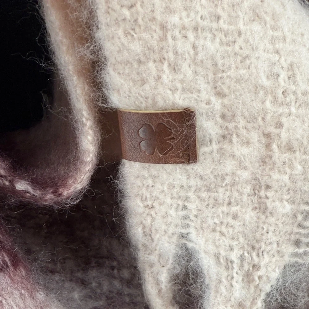 Lucky Brand Plaid Scarf in Burgundy, Cream, and Tan
